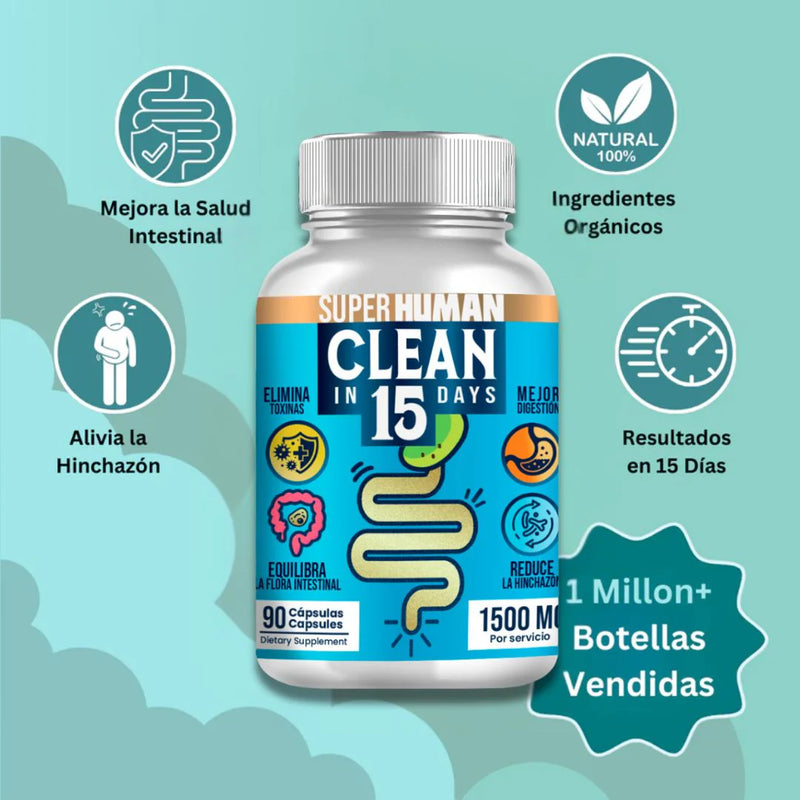 Clean15™ Limpieza Completa Estomacal en 15 días (90 Cápsulas) SuperHuman™