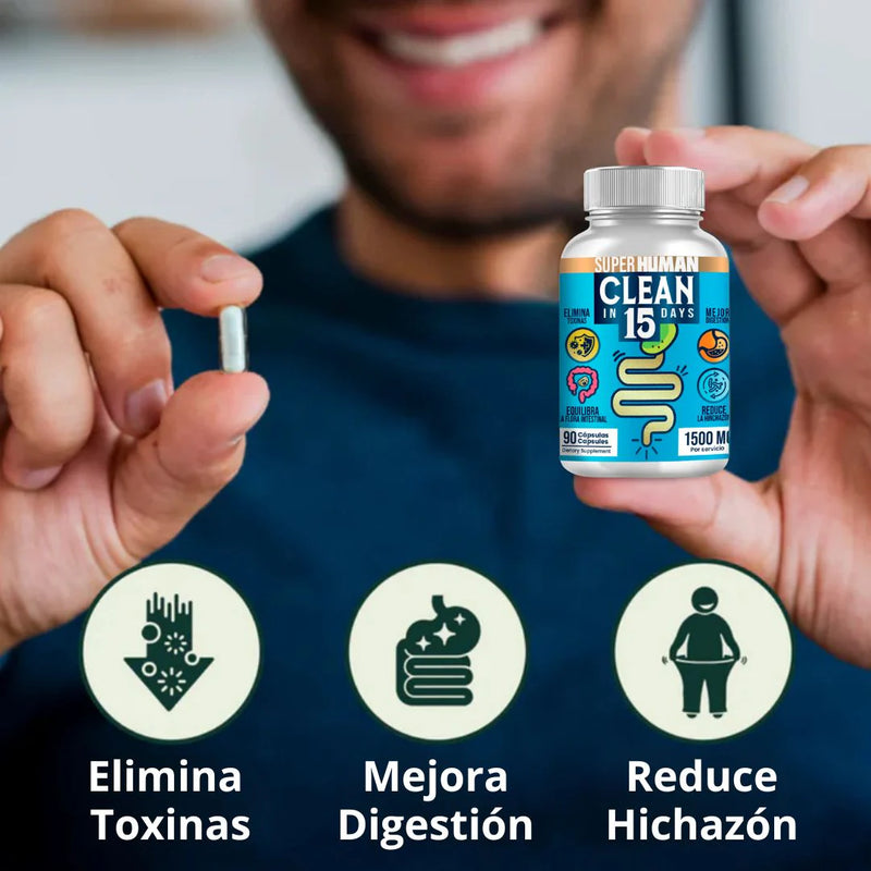 Clean15™ Limpieza Completa Estomacal en 15 días (90 Cápsulas) SuperHuman™